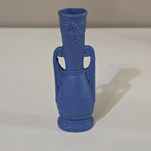 Vintage Miniature Wedgewood Style Jasperware Blue & White Vase Japan - Picture 2 of 4